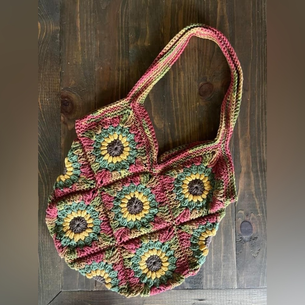 Handmade Sunflower Crochet Market Bag